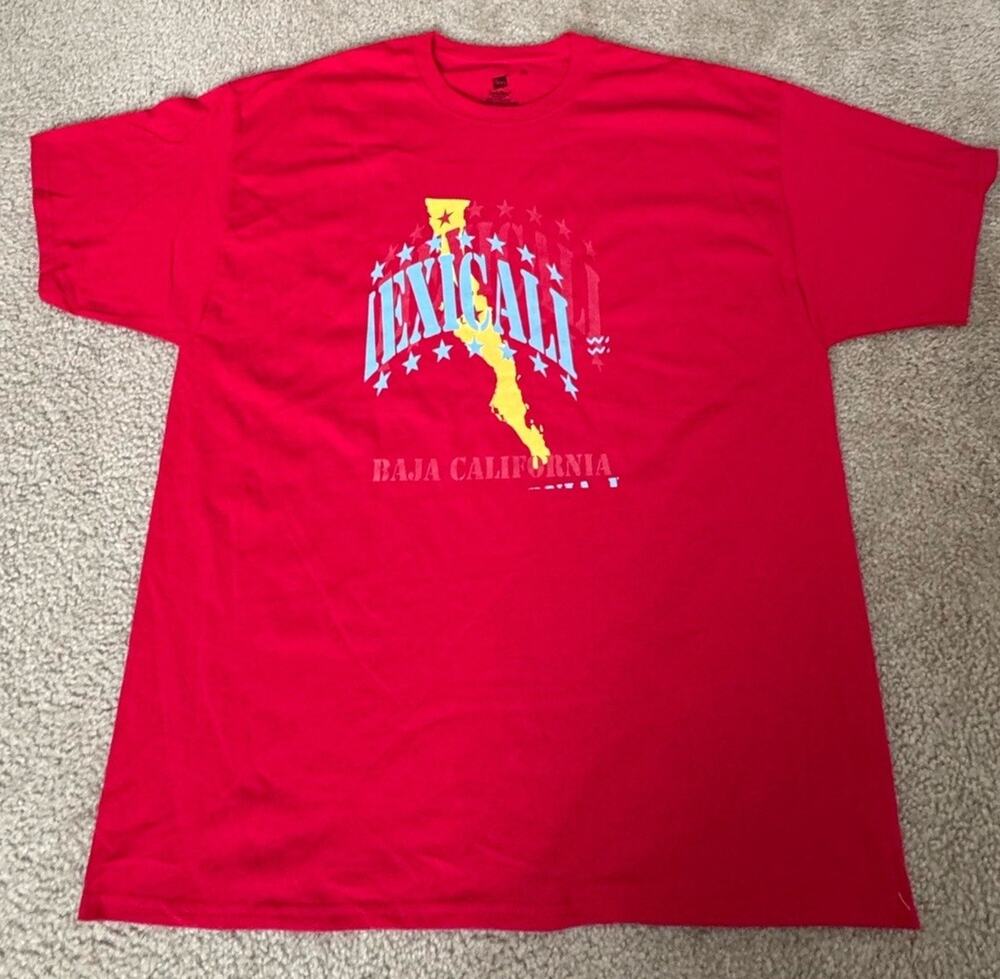 Alstyle Mexicali B.C. Mexico Graphic T Shirt Mens 2XL Red 100% Cotton NEW